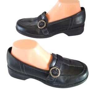 Clarks Shoes Women's Size 8M Black 74325 Leather Slip-on Loafers Buckle Comfort